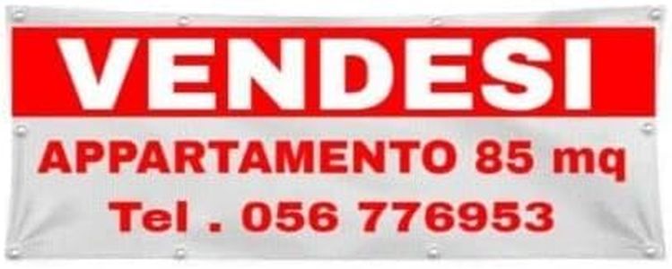 Banner Striscione VENDESI con SCRITTA E NUMERO Personalizzabile - Banner PVC Da Esterno GARANZIA 10 ANNI (100X50 CM)