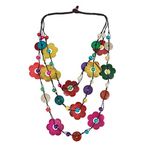 2Pcs Vintage Antique Necklace 3 Layers Beaded Necklace With Coconut Shell Charms Bohemian Coconut Shell Bead Necklace woven beaded Bohemia pendent for Women Lady Party Favor