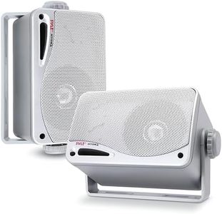 3-Way Weatherproof Outdoor Speaker Set - 3.5 Inch 200W Pair of Marine Grade Mount Speakers - in a Heavy Duty ABS Enclosure Grill - Home, Boat, Poolside, Patio, Indoor Outdoor Use - Pyle PLMR24 (White)
