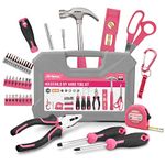 Hi-Spec 42 Pc Pink Tool Kit for Ladies and Women - Essential Household Hand Tools for Basic DIY Repairs and Maintenance, with Tool Box Storage Case, Ideal DIY Tools for Home, Office, and Garage