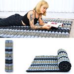 Leewadee Rollable Floor Mat XL – Comfortable and Rollable Thai Mattress, Large Massage Mat Filled with Eco-Friendly Kapok, 190 x 145 cm, blue