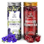 BLUE TEA - COMBO - Butterfly Pea Flower Tea - 25g & Hibiscus Tea - 50g || Diwali Gifts || SUPER ANTI-OXIDANT || Flower Based - Caffeine Free | Detox Tea | Featured In Shark Tank | Pet Jar Pack