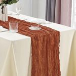 Dololoo Cheesecloth Table Runner 35 x 118 Inches (90 x 300 cm) Gauze Table Runner10Ft Burnt Orange Boho Rustic Decorations for Wedding Decor Reception Bridal Shower Holiday Party