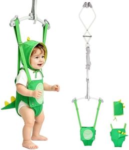 FUNLIO Baby Door Jumper for 6-24 Months (with Door Clamp), Baby Jumper Doorway with Strong Spring & Adjustable Strap, Portable Infant Door Bouncer, Bearing 40 Lbs, Green Dinosaur