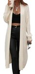 Women Shawl Neck Knitted Cardigan Sweater Coat Outwear Open Front Long Sleeve Cable Knit Sweaters Oversized Casual Solid Knitted Duster Coat with Pocket
