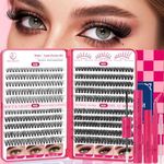 Lash Clusters - Lash Clusters Kit Lash Extension Kit with Lash Bond and Seal Cluster Eyelash Extensions Eyelash Clusters 20D30D40D50D-0.07D Lashes Clusters Eyelash Extension Kit DIY at Home Eyelashes