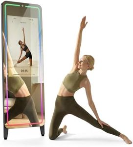 Smart Gym Mirror for Home Workouts, 32" HD Touchscreen with Android OS, 63" Full-Length Mirror, No Subscription Required, Fitness App Support, Voice Control & Music Sync LED Light Strip