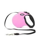 DDOXX Retractable Dog Lead - Strong Reflective Nylon Strips with Break & Lock system - M (Pink)