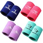 Charniol 4 Pairs Gymnastics Wristbands for Grips for Kids Colorful Girls Wrist Sweatbands Polyester Cotton Wrist Bands Sweat Band for Gymnastic Grips, 3.15 x 3.94 Inches