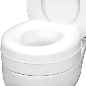 HealthSmart Raised Toilet Seat Riser That Fits Most Standard (Round) Toilet Bowls for Enhanced Comfort and Elevation with Slip Resistant Pads, 15x15x5