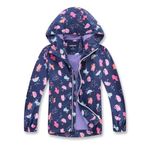 MGEOY Girls Rain Jackets Lightweight Waterproof Hooded Rain Coats Windbreakers for Kids Blue 7/8