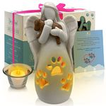 OakiWay Dog Memorial Gifts – Dog's Angel Candle Holder Statue w/Flickering Led Candle - Pet Loss Gifts, Dog Lovers Gifts for Women, Sympathy Gift Ideas for Loss of Dog, Angel Figurines Dog Decor