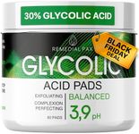 REMEDIAL PAX Glycolic Acid Resurfacing Pads 30% for Face and Body - Exfoliating Facial Peel-Vitamins B5 C E, Green Tea - Glycolic Acid Face Wash – 60 Pre-Moistened Cotton Pads for Cleansing, Peeling