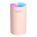 Mini Humidifier for Bedroom Office Desk, Small Personal Cool Mist Humidifiers with Colorful Light, USB Powered, 2 Spray Modes, Auto Shut-Off, Ultra-Quiet Portable Air Humidifier for Travel (Pink)