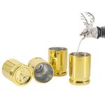 HUNTPAL 50 Caliber Shot Glass Set of 4 Shot Glasses, Plastic Golden Shiny Surface Drinking Cup Opaque Mug Wineglass Novelty Gift Mancave Decoration …