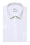 Faubourg H1660-38 Men's White Linen Cotton Half Sleeve Regular Fit Side Slit Formal Shirt (H1660-38)