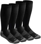 Dickies Men's Light Comfort Compression Over-the-Calf Socks, Black (4 Pairs), 6-12