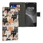 kwmobile Wallet Case Compatible with Google Pixel 7a Case for Phone - Cats Orange/Black/White