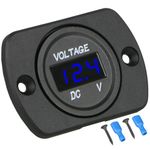 Linkstyle DC 12V 24V Car Voltmeter with LED Digital Display Panel, Waterproof Voltage Gauge Meter with Terminals for Boat Marine Vehicle Motorcycle Truck ATV UTV Car with Blue Light