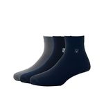 Allen Solly Men'S Cotton Quarter Length Socks (Pack Of 3) - Dark Grey, Navy, Black