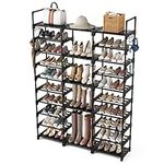 VTRIN Upgrade Shoe Rack Shoe Organizer for Entryway 10 Tiers Holds 54-62 Pairs Shoe and Boots Shelf Organizer Storage Organizer for Closet Durable Metal with Versatile Hooks for Bedroom Garage