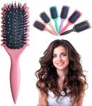 Curl Defining Brush New Curl Brush Premium Boar Bristle Curly Hair Brush for Perfectly Shaped and Defined Curls Detangling and Styling Hairbrush (Pink)