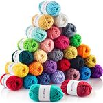 30 Yarn Skeins - Bulk Yarn Crochet Kit, 1300yds, 21 Once of 100% Acrylic Knitting Yarn for Craft Projects, Pom Poms