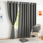 Story@Home 100% True Blackout Door Curtains 7 Feet Long Set of 1 | Solid Design |Room Darkening Curtain | Thermal Insulated Curtains for Living Room, Bedroom | (116 X 215 Cm, Ash Grey)