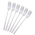 BISDARUN Stainless Steel Dinner Forks Pack of 6 Silver Table Forks Long Handle 21.3 cm(8.4 inches) Korean Cutlery Forks Set for Steak Meat