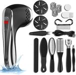 Vacto Electric Foot Callus Remover with Vacuum 13-in-1 Rechargeable Foot Scrubber Dead Skin Remover, Waterproof Foot File Pedicure Kit Tools with 2 Speed, Foot Care Kit with LED Battery Display