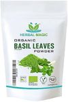 Herbal Magic's Organic Holy Basil Leaf Powder (Tulsi Powder) - Vibrant Smoothies,Juices,Shakes,Baked Recipes, Soups - Free from Fillers & Preservatives-of&G UK Organic Certified-100g