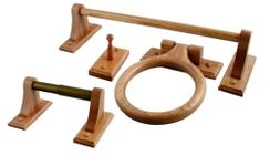 LDR 165 9955 Rustic Oak 4 Piece Bathware Set Including 24-Inch Towel Bar, Towel Ring, Robe Hook, and Toilet Paper Holder