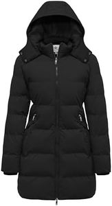 WenVen Women's Women's Thicken Parka Hooded Long Winter Coats Warm Puffer Jackets (Black,M)