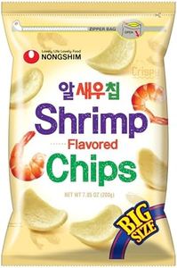Nongshim Shrimp Flavored Chips, Light and Crispy Seafood Snack, Savory Shrimp Taste, Thin Crunchy Texture, Great for Dipping or Snacking, Big Size Bag, 7.05 oz (1 Pack)