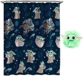 Jay Franco Star Wars The Mandalorian 2 Piece Bathroom Set â€“ Groguâ€™s Galaxy Shower Curtain & Baby Yoda Loofah Body Scrubber