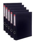 Saya Zipper Ring Binder File Folder - Pack of 5 | Office & School Supplies Organizer - A4 Size, Multi-Pocket, Portable Documents File Holder (Black)