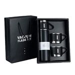 VAGHASIYA Double Wall Stainless Steel Thermo Vacuum Insulated Bottle Water Flask with Two Cups Hot & Cold Assorted Multicolor Tea Coffee Thermal Flask for Gift Items - (500ML)