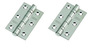 Door Hinge 3" 75mm Ball Bearing Hinges Polished Chrome Suit Internal Doors Pair