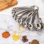 SHEUMNT Measuring Spoons Premium Stainless Steel Measuring Spoons Set of 9 Piece, 1/8 TSP, 1/4 TSP, 1/2 TSP, 3/4 TSP, 1 TSP, 1/2 tbsp, 1tbsp & 4 tbsp Dry and Liquid Ingredients