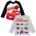 Disney Toy Story Cars Lion King Mickey Mouse 2 Pack Long Sleeve T-Shirts Infant to Big Kid Sizes (12 Months - 18-20), White / Gray, 3T