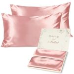 YANIBEST Satin Pillowcase for Hair and Skin - Satin Pillow Cases Standard Size 2 Pack 20x26 inches | Silk Pillowcase for Hair & Skin with Zipper, Gifts for Women Men,Pink