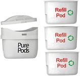 PurePods Starter Kit Refillable Reusable Water Filter Cartridge & 3X Refills Compatible with Most Refillable Brita Maxtra*, Maxtra+* & Perfect Fit*Jugs