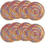 Okuna Outpost Colorful Round Placemats Set of 8, Braided Rainbow Table Mats for Kitchen Dining (15 in)