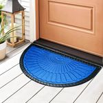 CURSHEET HOMZ All time New Door mat All Purpose use with Rubber Back Half Moon or Half Circle Pattern Indoor and Outdoor use Comes with Good Thickness - 1 pc_Blue