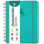 Clever Fox Password Book Spiral – Mini Internet Address & Password Organizer with Laminated Alphabetical Tabs – Small Password Keeper Journal – Hardcover, Pocket Size, 12x14.5cm (Turquoise)