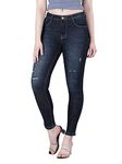 Blu Gravity Life after Denim Women Super Skinny Fit Stone Wash Ripped Jeans - (Carben Black_ 32)