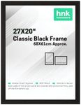 HNK Classic Picture Poster Frame, 27X20" Black Frame, Wood Finish, Portrait, Landscape Display Rectangle 68X61cm Frame (Black Picture Frame)
