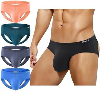 SUMABA Jock Strap for Men Sexy Thong Pack Butt-Flaunting Supporters Gym Bike Jockstrap Underwear Hollow Out Athletic Briefs Big Pouch Male Thong Panties 2XL