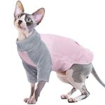 Sphynx Cat Coat, Turtleneck Sweater for Sphynx Cat Winter Coat Cat Pajamas Cat Padded Sweatshirt Cat Jumpsuit for Sphynx Cornish Rex Devon Rex Peterbald(Pink, M)