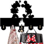 KingLive Mickey Disney Key Holder for Wall, Mickey Minnie Decor Wooden Hooks, Disney Decorative Gifts, Household Door Decor Wall Coat Bags Clothes Key Holder